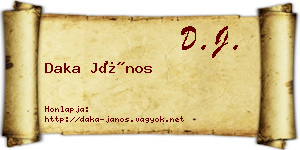 Daka János névjegykártya